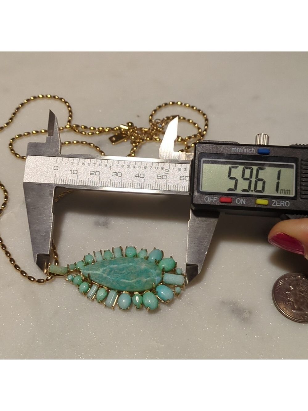Kate Spade Turquoise Pendant Necklace Gold Tone - Picture 13 of 13